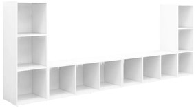 3080033 vidaXL ТВ шкафове, 4 бр, бели, 107x35x37 см, инженерно дърво