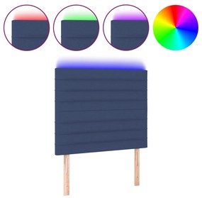 3122552 vidaXL LED горна табла за легло, синя, 90x5x118/128 см, плат