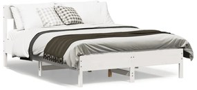 842663 vidaXL Рамка за легло без матрак, бял, 140x190 см, бор масив