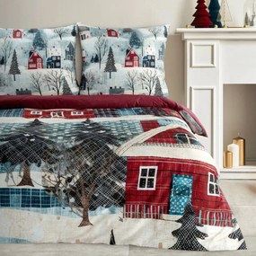 Коледно памучно спално бельо със зимен пейзаж Ширина: 140 см | Дължина: 200 см