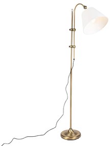Класическа подова лампа бронз с бял абажур - Ashley