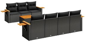 3259045 vidaXL Градински комплект диван с възглавници 8 части черен полиратан