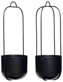 Комплект от 2 черни висящи железни саксии Juro Lotus - Hübsch
