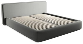 Сиво двойно тапицирано легло с място за съхранение и включена подматрачна рамка 180x200 cm Kiana – Makamii