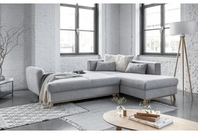 Светлосив разтегателен/с място за съхранение ъглов диван (десен ъгъл/L форма) Scandic Lagom – Miuform