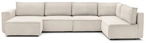 Кремав ъглов U-образен диван от велур, десен ъгъл Nihad modular - Bobochic Paris