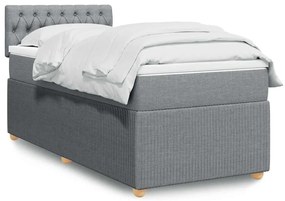 3287346 vidaXL Боксспринг легло с матрак, светлосиво, 90x200 см, плат