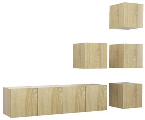3079035 vidaXL Комплект ТВ шкафове от 6 части, дъб сонома, инженерно дърво