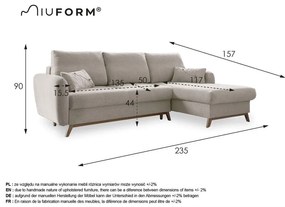 Бежов ъглов разтегателен диван, десен ъгъл Scandic Lagom - Miuform