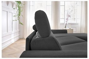 Тъмносив разтегателен ъглов диван от рипсено кадифе (променлив) Monaco – Bobochic Paris