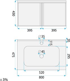Комплект мебели за баня с мивка Gama T25023 BXM 80CM