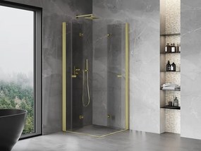 Mexen Mist-F Duo сгъваема душ кабина 90 x 90 см, прозрачна, четкано злато - 8A6-090L-090P-55-00