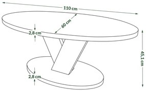 ЛОВА Елегантен Орех/Бежово Таупе - ОВАЛНА ХОЛНА МАСА 110x60 cm МОДЕРНА МАСА ЗА КАФЕ
