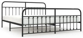 352603 vidaXL Метална рамка за легло с горна и долна табла, черна, 200x200 см