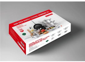 Комплект тенджери и тигани Royalty Line T010-Silver, 10 части, Мраморно покритие, Индукция, Сребрист