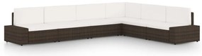 3067158 vidaXL Градински комплект с възглавници, 6 части, кафяв полиратан