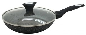 Тиган с капак Klausberg KB 7038, 22 см, Мраморно покритие, Мека дръжка, Индукция, Черен