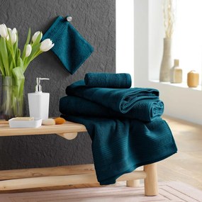 Тъмносиня памучна кърпа от тери 50x90 cm Tendresse – douceur d'intérieur