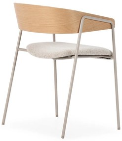 Светлосиви/в естествен цвят тапицирани трапезни столове в комплект с подлакътници 2 бр. Cora – MOME