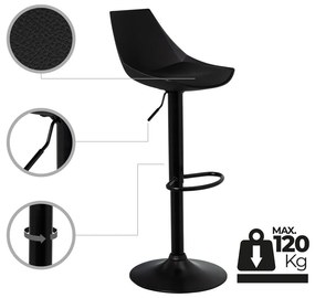 Черни бар столове в комплект от 2 бр. с регулируема височина от имитация на кожа (височина на седалката 56,5 cm) – Casa Selección