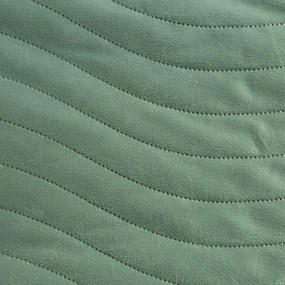 Зелена велурена покривка за легло с вълнообразни стегания Ширина: 200 см | Дължина: 220 см