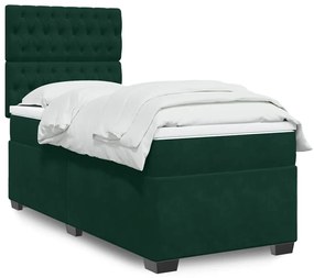 3293071 vidaXL Боксспринг легло с матрак, тъмнозелено, 80x200 см, кадифе