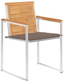 3078589 vidaXL Градински столове, 6 бр, с възглавници, тиково дърво масив