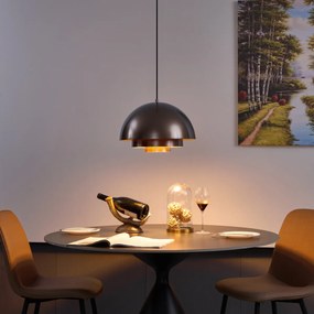 Скандинавска висяща лампа тъмен бронз със златист интериор - Loes