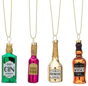 Стъклени Коледни украси в комплект ръчна изработени 4 бр. 10 cm Christmas Cheer – Sass &amp; Belle