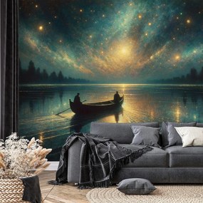 Самозалепващ тапет – Нощно езеро под звездно небе
