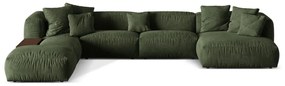 Зелен кадифен модулен ъглов диван (ляв ъгъл/U форма) Martina – Micadoni