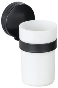 Черно-бяла стенна чаша Static-Loc® Plus за четки за зъби - Wenko
