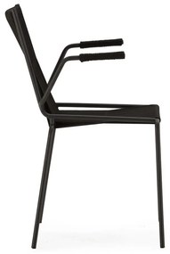 Черни метални трапезни столове в комплект с подлакътници/за подреждане 2 бр. Emily – Marckeric