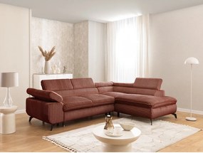 Теракотен ъглов диван от рипсено кадифе (десен ъгъл L форма) Marbeya – Ropez