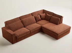 Шенилов ъглов диван в меден цвят (десен ъгъл/L форма) Kirou – Maison de Rêve