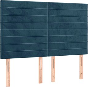 3116524 vidaXL Табла за легло, тъмносиня, 144x5x118/128 см, кадифе