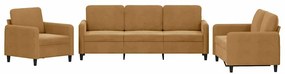 3201941 vidaXL Комплект дивани от 3 части, кафяв, кадифе