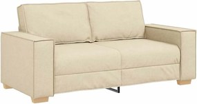 4104987 vidaXL Двуместен диван, кремав, 180x78x84 см, плат