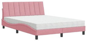 3208597 vidaXL Легло с матрак Hanko, розово, 140x190 см, кадифе