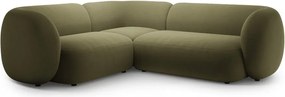 Зелен кадифен ъглов диван (ляв ъгъл/L форма) Kate – Micadoni