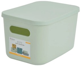 Светлозелена пластмасова кутия за съхранение с капак 24,5x18x15 cm – Homéa