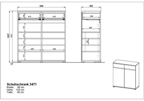 Шкаф за обувки в декор от бук с чекмеджета Lissabon - Germania
