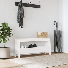 837383 vidaXL Пейка за антре, бяла, 100x28x45 см, борово дърво масив