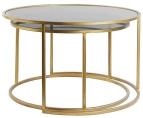 Стъклени кръгли масички за кафе в комплект от 2 бр. в златисто ø 75 см Duarte - Light &amp; Living