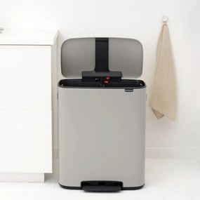 Кош за боклук Brabantia Bo Pedal 1010450, 2x30 л, Плавно затваряне, Противоплъзгаща основа, Светлосив