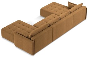Теракотен разтегателен ъглов диван с място за съхранение (U форма) Moku – Makamii
