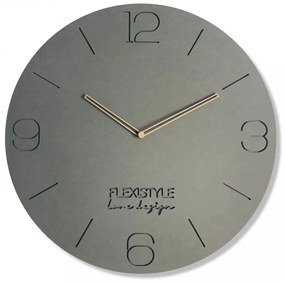 Луксозен дървен часовник в сиво с диаметър 50 см