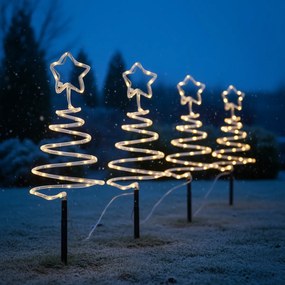 Комплект от 4 коледни колчета за осветление Бяла коледна елха с LED IP44 - Puno