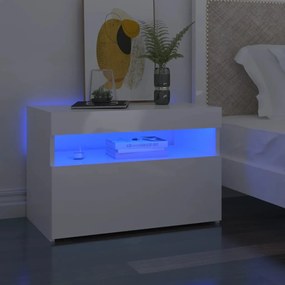 Sonata H Нощни шкафчета с LED осветление 2 бр бял гланц 60x35x40 см