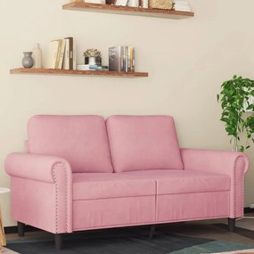 359522 vidaXL 2-местен диван, розов, 120 см, кадифе
